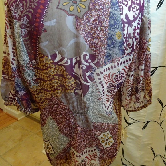Anthropologie Ladies Size L Paisley Blouse Spring/Summer Deep V-Neck - Picture 5 of 8